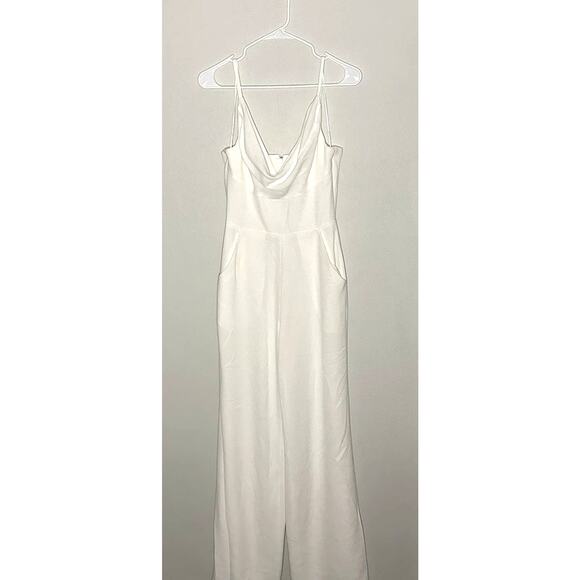 Dress the Population Braxton V-Neck Sleeveless White Wide Leg Jumpsuit XS NEW - Picture 2 of 10